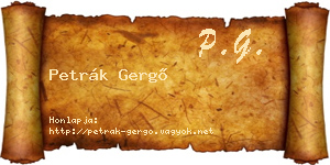 Petrák Gergő névjegykártya