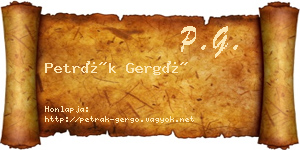 Petrák Gergő névjegykártya